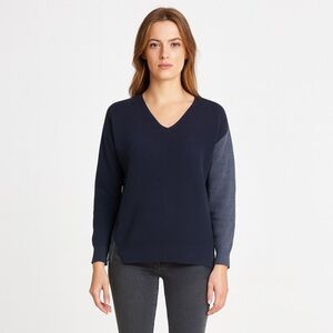 Michael Stars Los Angeles Color Block V-Neck Sweater Women’s Black Gray X Small‎